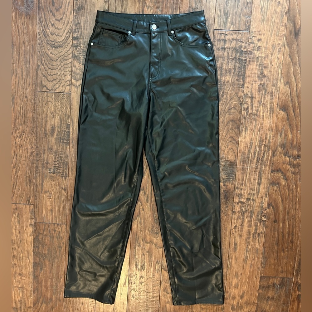 H & M Divided High Rise Soft Faux Leather Pants Black Size 6